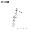 IMPLANT GRADE TITANIUM THREADLESS PUSH IN CZ ROUND AND MARQUISE DANGLE TOP PART